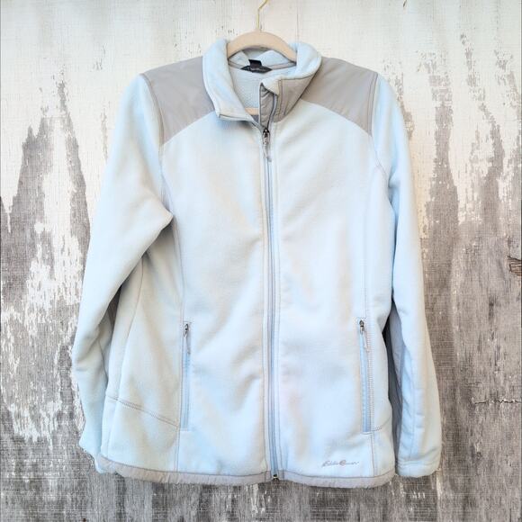 Eddie Bauer Polartec Full Zip Fleece Jacket Women's Large Baby Blue - Picture 1 of 11